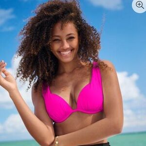 Venus Electric Pink Bikini Swimsuit Marilyn Over the Shoulder Top with Bottom